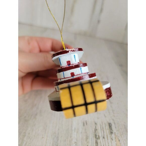 Wooden red boat fairy vintage ornament Xmas - Picture 9 of 9